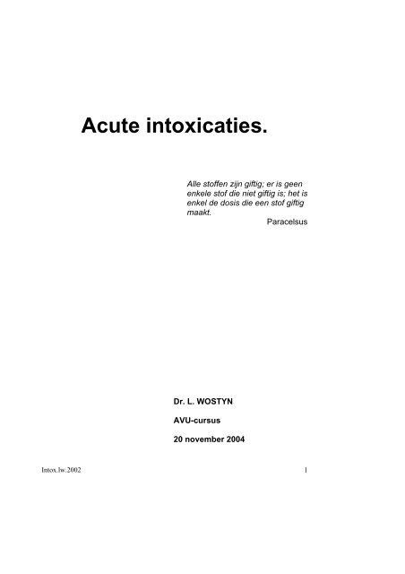 Acute intoxicaties.