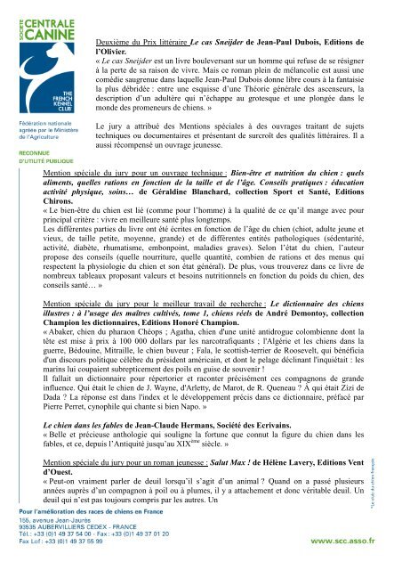 Communiqué de presse pdf - Société Centrale Canine