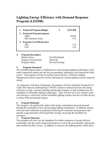 SCE2538 Lighting Energy Efficiency with Demand Response