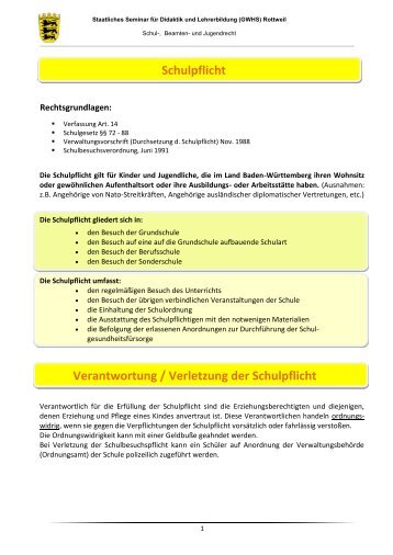 Rechte u. Pflichten von Schülern und Eltern - Schulrecht-rw.de