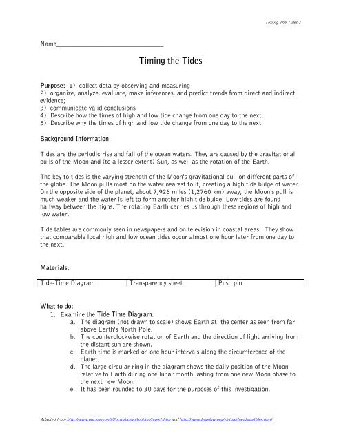 Timing The Tides Science Class