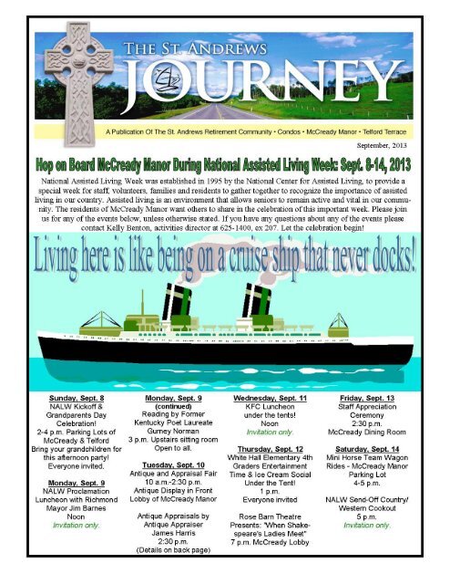 St. Andrews Retirment Community September Newsletter