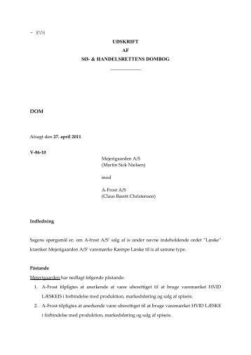 Se afgørelsen - Guidelines for varemærker - Patent- og ...