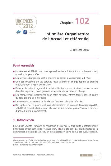 Infirmière Organisatrice de l'Accueil et référentiel - SFMU