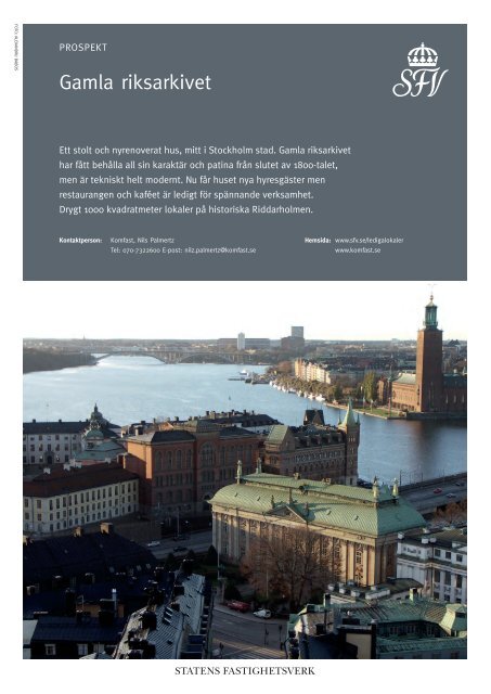 Prospekt Gamla riksarkivet - Statens fastighetsverk