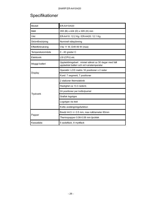 ER-A410/A420 Operation-Manual SE - Sharp