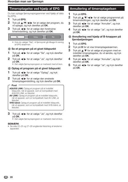 LC-52/65XS1E/TU-X1E Operation-Manual DK - Sharp