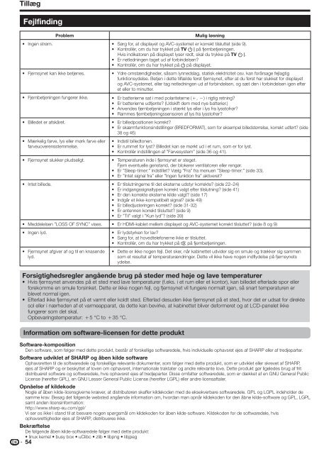 LC-52/65XS1E/TU-X1E Operation-Manual DK - Sharp