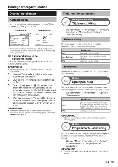 LC-40/46LE820E/LE810E/52LE820E Operation-Manual NL - Sharp