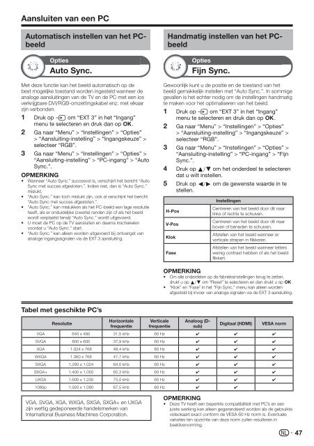 LC-40/46LE820E/LE810E/52LE820E Operation-Manual NL - Sharp