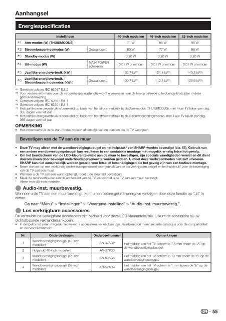 LC-40/46LE820E/LE810E/52LE820E Operation-Manual NL - Sharp