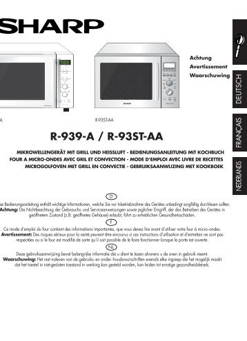 R-939-A/93ST-AA Operation-Manual DE FR NL - Sharp