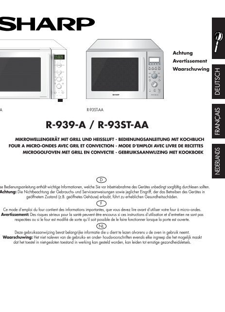 R-939-A/93ST-AA Operation-Manual DE FR NL - Sharp