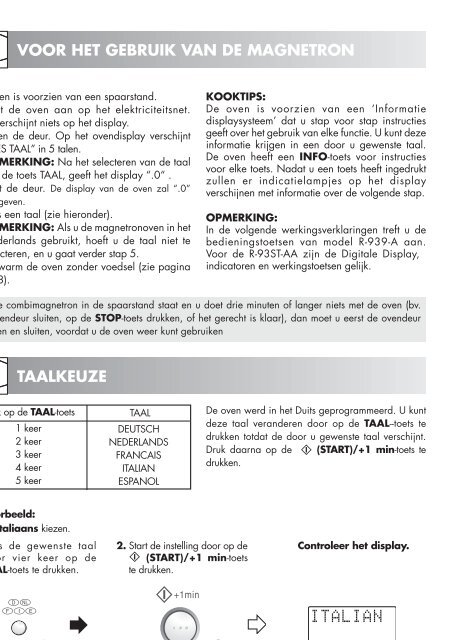 R-939-A/93ST-AA Operation-Manual DE FR NL - Sharp