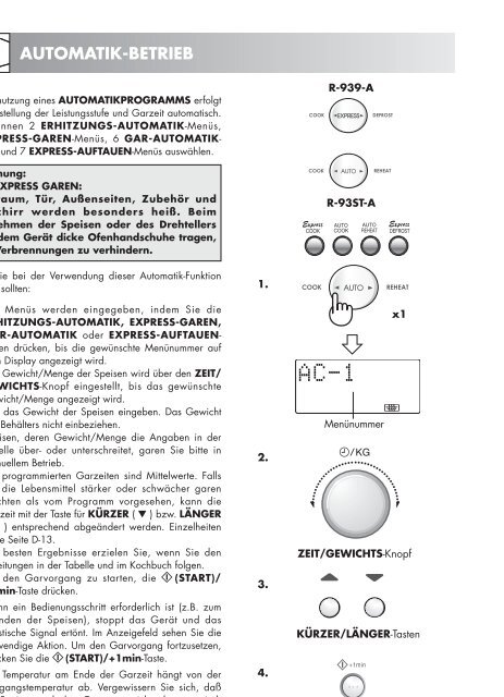 R-939-A/93ST-AA Operation-Manual DE FR NL - Sharp