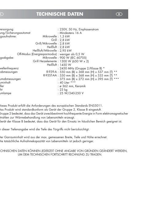 R-939-A/93ST-AA Operation-Manual DE FR NL - Sharp