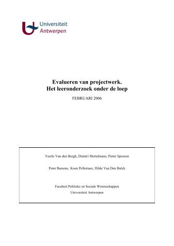 Het evalueren van projectwerk - CELLO - Universiteit Antwerpen