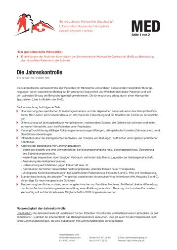 Download (PDF) - Schweizerische Hämophilie-Gesellschaft