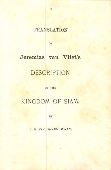 Jeremias van Vliet's - Siamese Heritage Protection Program