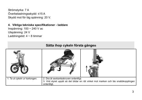 Fällbar elcykel Användarmanual Modell: ECL-16 - Siba