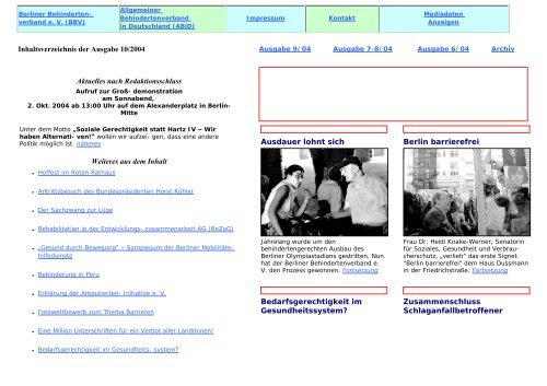 Aktuelles nach Redaktionsschluss - Berliner Behindertenzeitung