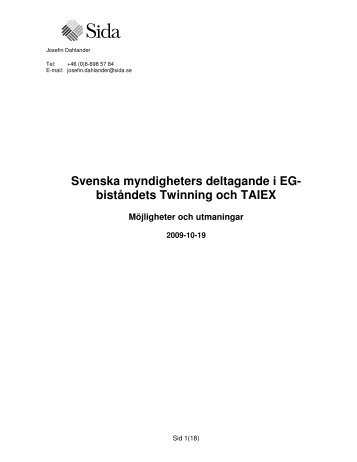 Svenska myndigheters deltagande i EG- biståndets Twinning ... - Sida