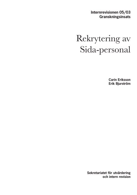 Internrevision 05/03 Rekrytering av Sida-personal