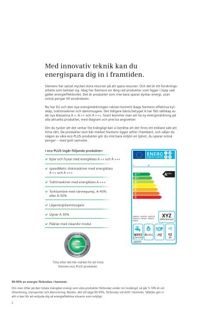 eco PLUS. Våra bästa och mest energieffektiva ... - Siemens