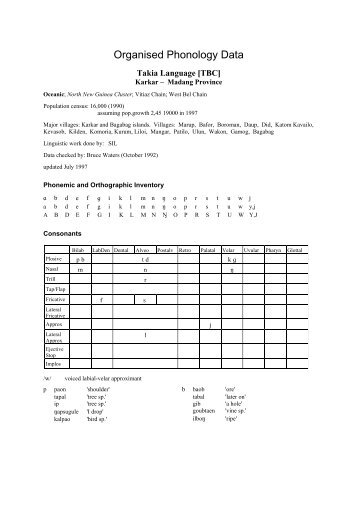 Organised Phonology Data