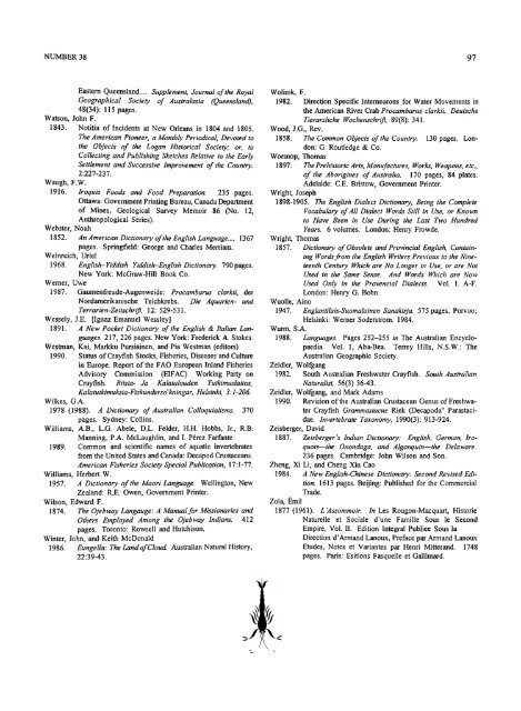 A Dictionary of Non-Scientific Names of Freshwater Crayfishes ...