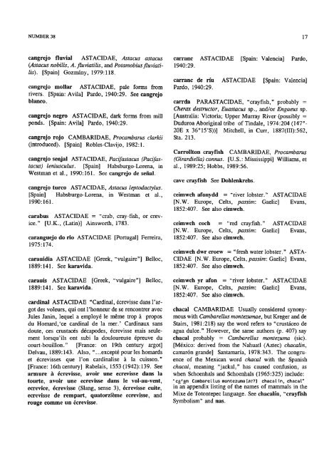 A Dictionary of Non-Scientific Names of Freshwater Crayfishes ...