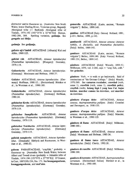 A Dictionary of Non-Scientific Names of Freshwater Crayfishes ...