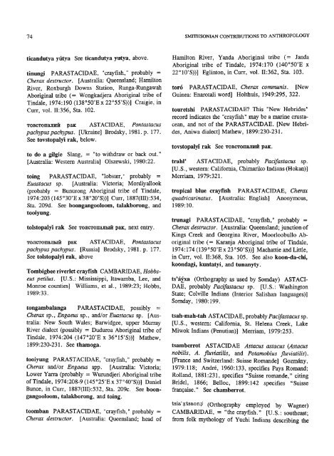 A Dictionary of Non-Scientific Names of Freshwater Crayfishes ...