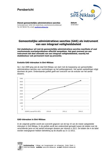 Persbericht - Stad Sint-Niklaas