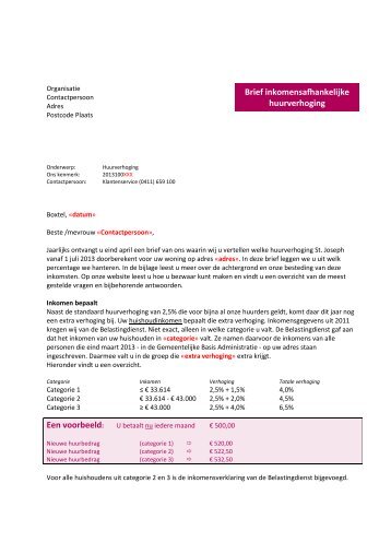 Brief huurverhoging 2013 (inkomensafhankelijk) - Woonstichting St ...