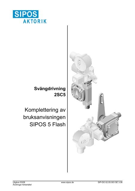 Komplettering av bruksanvisningen SIPOS 5 Flash - SIPOS Aktorik