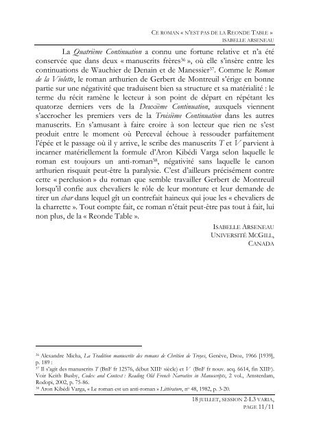 « Ce roman «n'est pas de la Reonde Table». - Université Rennes 2