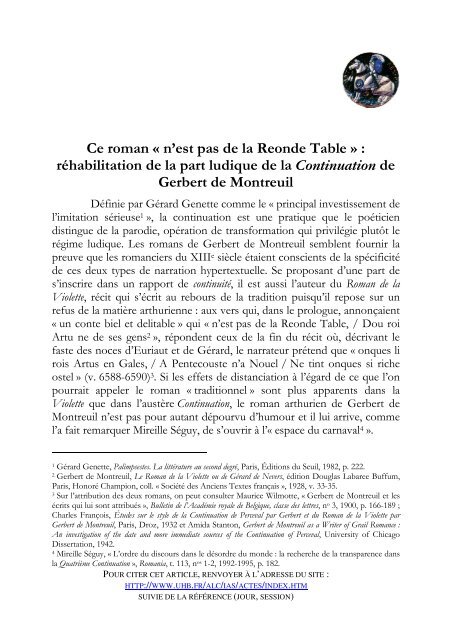 « Ce roman «n'est pas de la Reonde Table». - Université Rennes 2