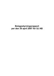 Bolagsstyrningsrapport per den 30 april 2007 för SJ AB