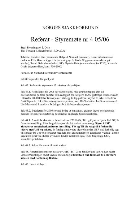 Referat fra styremøte 4 2005-06