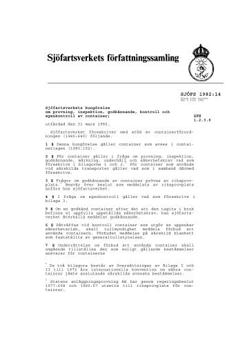 SJÖFS 1982:14 - Sjöfartsverket