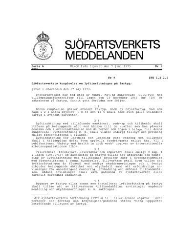 SJÖFS 1973:A9 - Sjöfartsverket