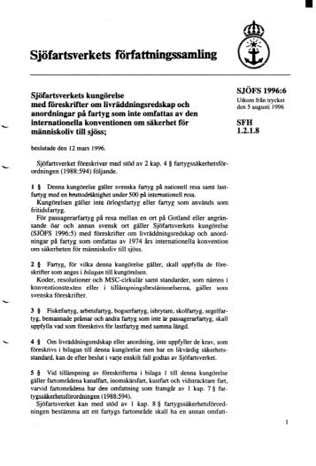 SJÖFS 1996:6 - Sjöfartsverket