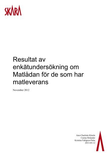 Rapport enkätundersökning om matlådan 2012.pdf - Skara kommun