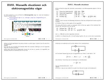 XVIII. Maxwells ekvationer och elektromagnetiska v˚agor