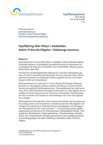 Stadsdelen Askim-Frölunda-Högsbo i Göteborgs ... - Skolinspektionen
