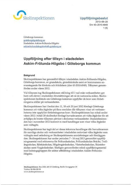 Stadsdelen Askim-Frölunda-Högsbo i Göteborgs ... - Skolinspektionen