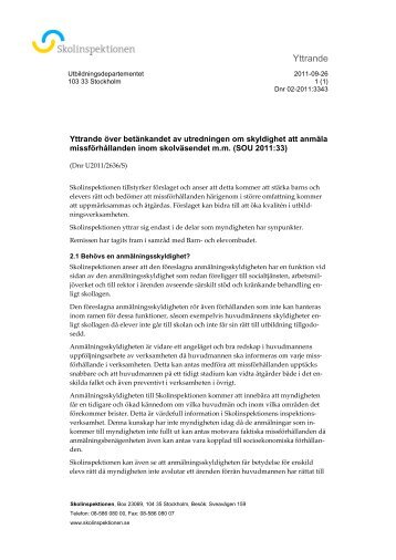 SOU 2011:33 - Skolinspektionen