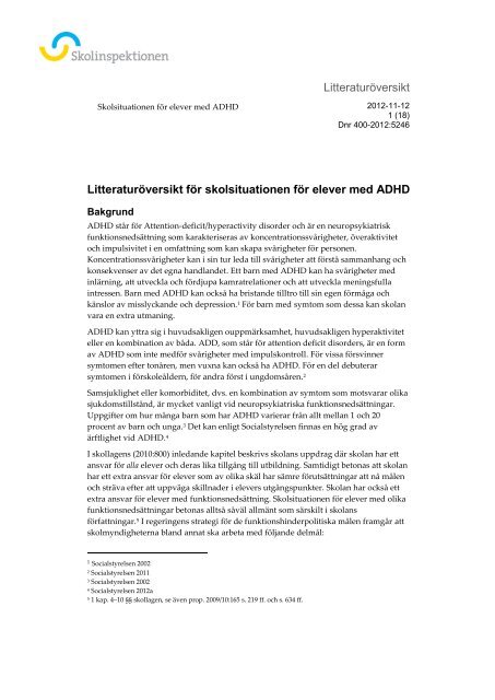 Litteraturöversikt Litteraturöversikt för ... - Skolinspektionen