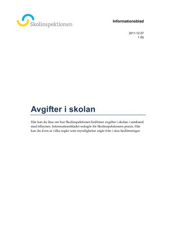Informationsblad: Avgifter i skolan - Skolinspektionen